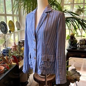 J Peterman Light Cotton Blue Striped Jacket